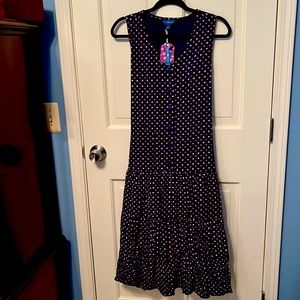 April Cornell Ditsy Daisy Dropwaist Dress with attached ties at waist - NWT, S
